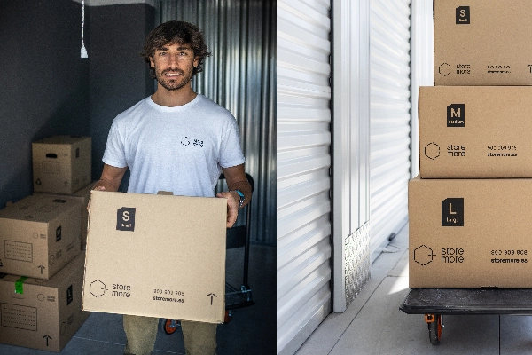 Mudanza y cajas preparadas para guardar en un trastero Storemore